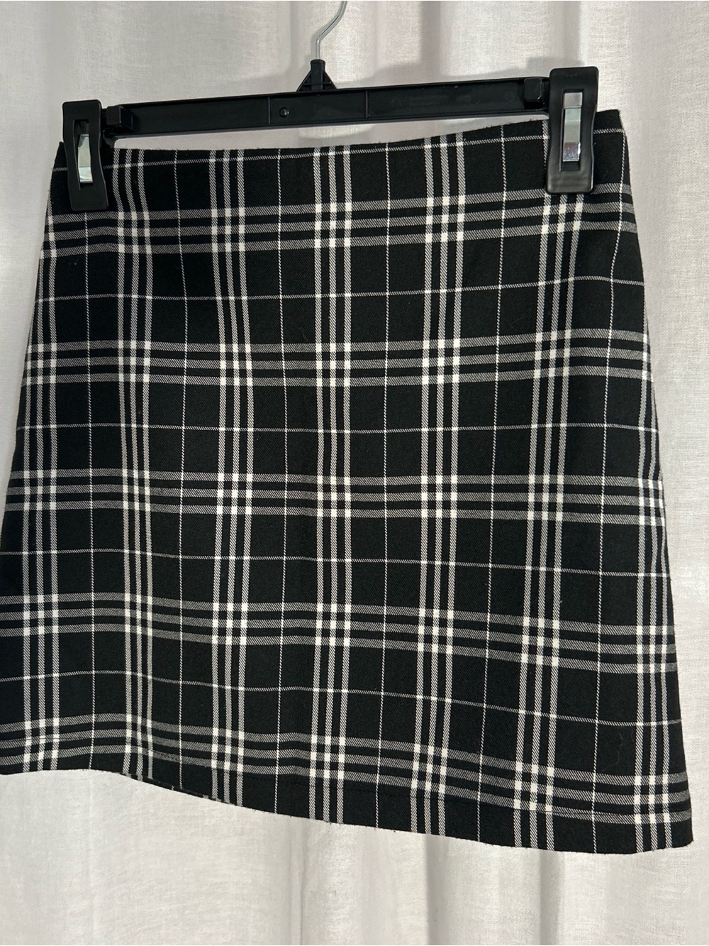 Blue Rain Black & White Plaid Mini Skirt